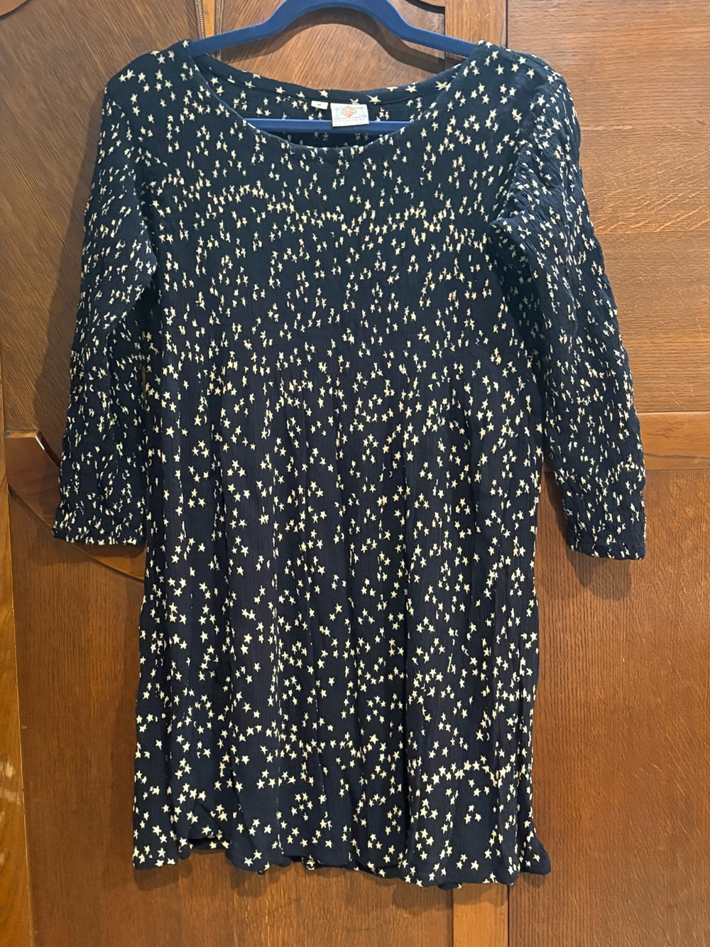 Women's Black Dress with Cream Star Print